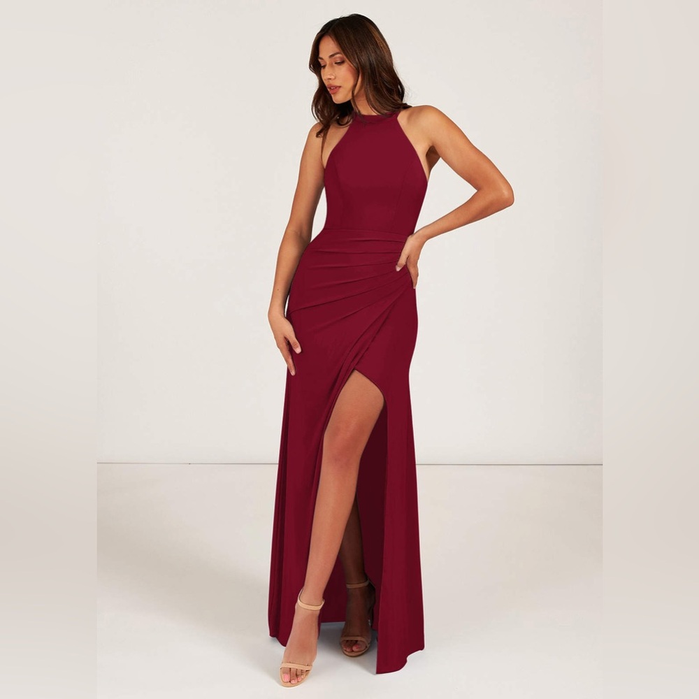Azazie Galicia Burgundy Chiffon
